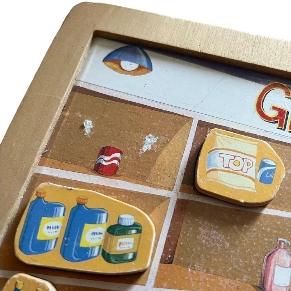 MELISSA & DOUG Magnetic Activity Board Grocery Store Wood Quiet Play *Incomplete